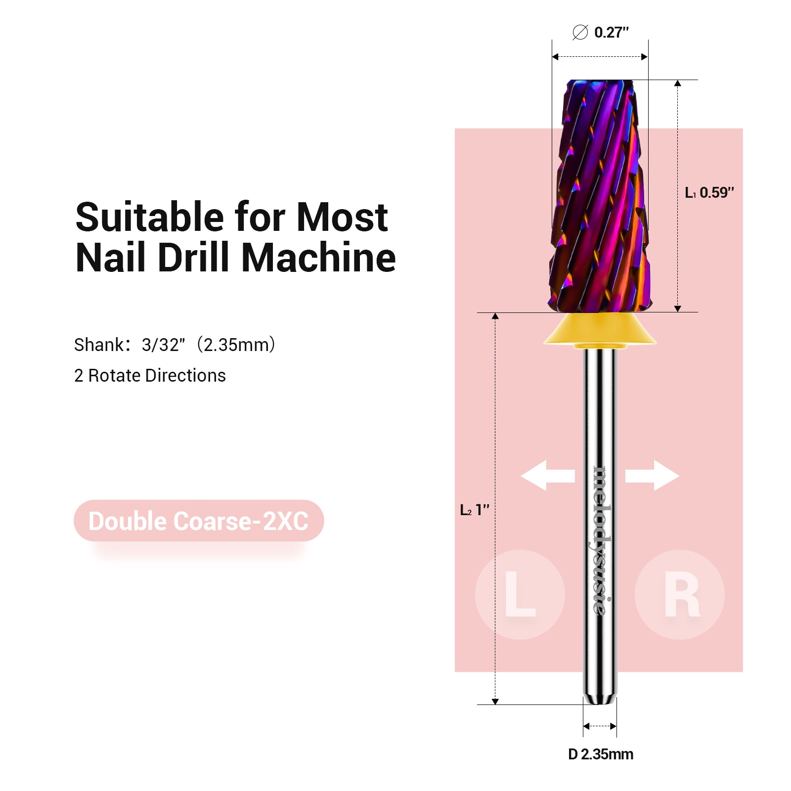 5 in 1 Cross Cut Tungsten Carbide Nail Drill Bits-Double Coarse(1pc)