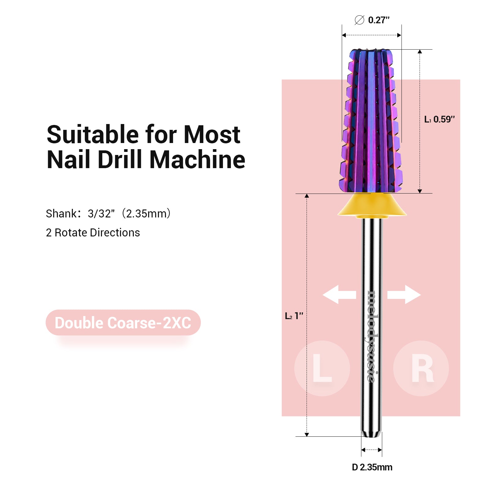 5 in 1 Straight Cut Tungsten Carbide Nail Drill Bits-Double Coarse(1pc)