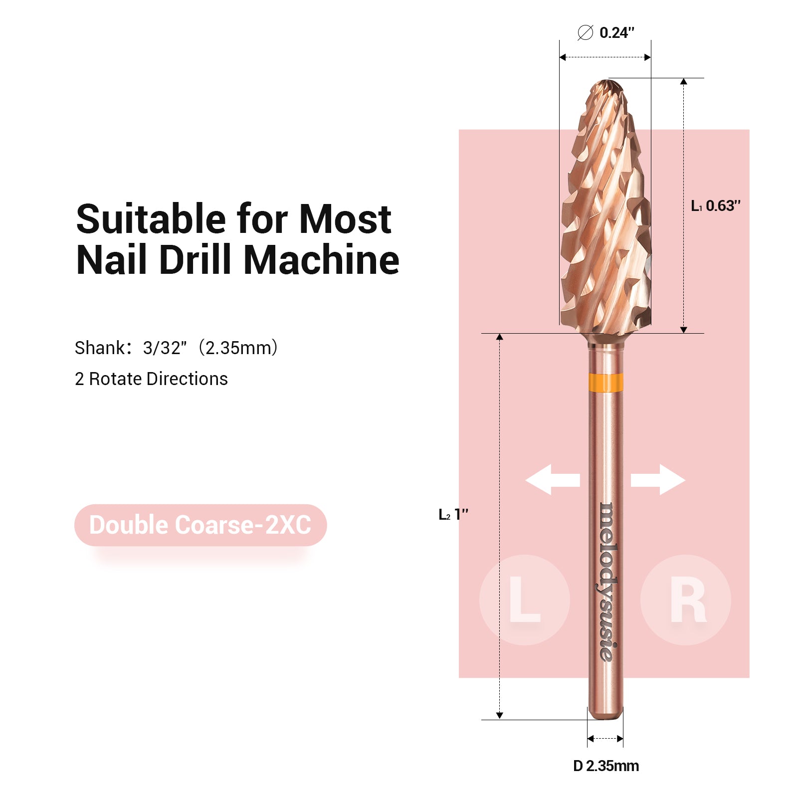 Long Flame Tungsten Carbide Nail Drill Bits-Double Coarse(1pc)