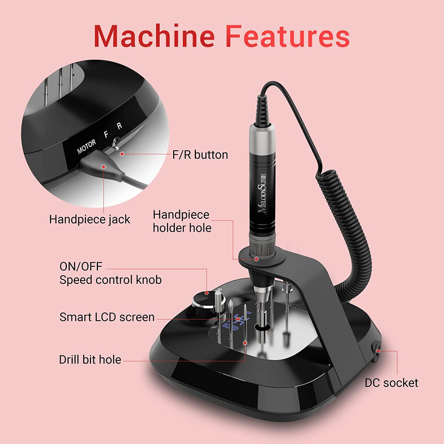 Kanon(MB420C) Rechargeable Nail Drill 35,000 RPM-Customized