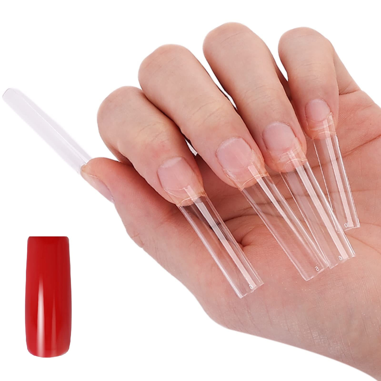 Long Square Nail Tips – Clear Full Cover
