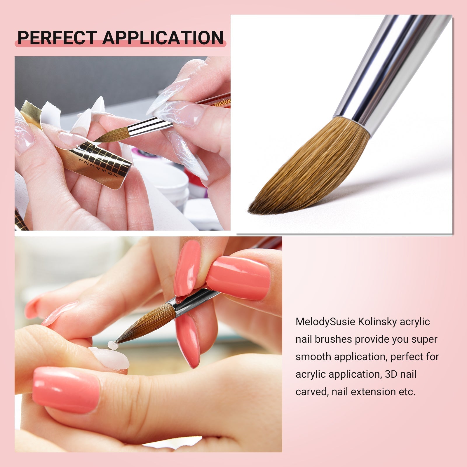 Kolinsky Acrylic Nail Brush - Acrylic Handle