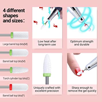30 Pieces Nail Drill Bits Set Kit with Box 3/32 Ceramic File Nail Drill Bits  Diamond Nail Drill Bits for Nails Cuticle Remover Acrylic Gel Nails Cuticle  Manicure Pedicure for Home Salon