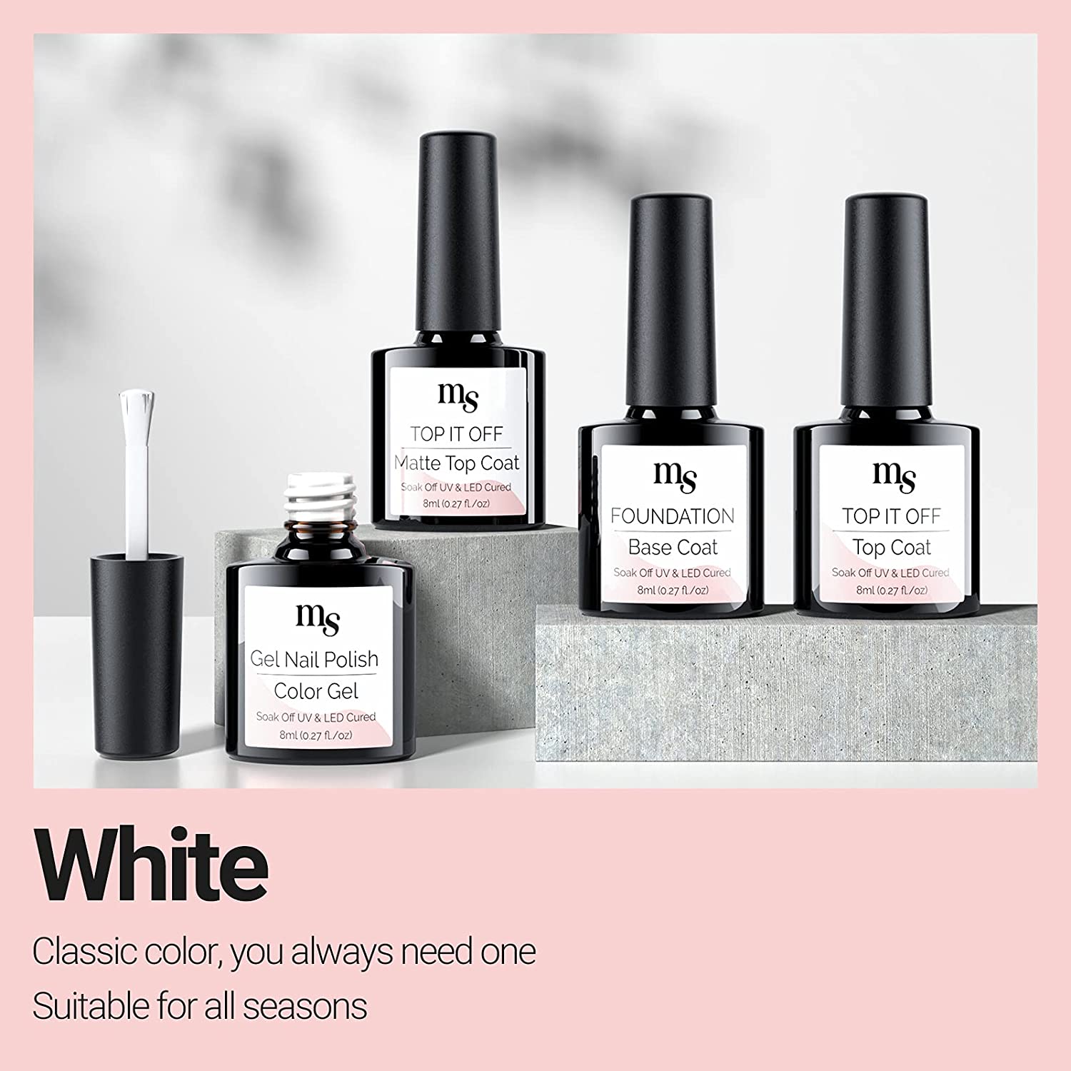 White & Coat Gel Nail Polish Kit (8ml)