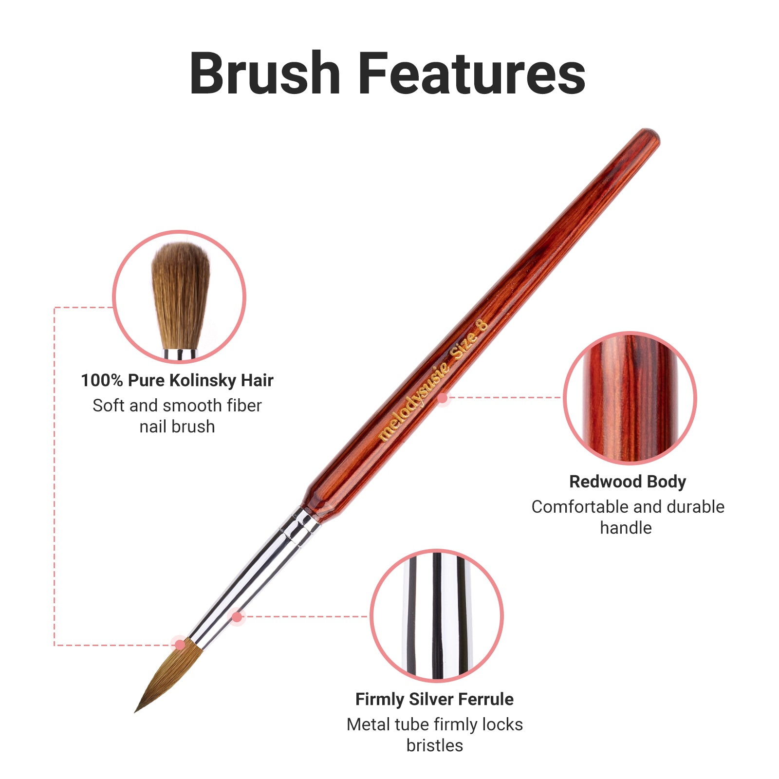 Kolinsky Acrylic Nail Brush - Rosewood Handle
