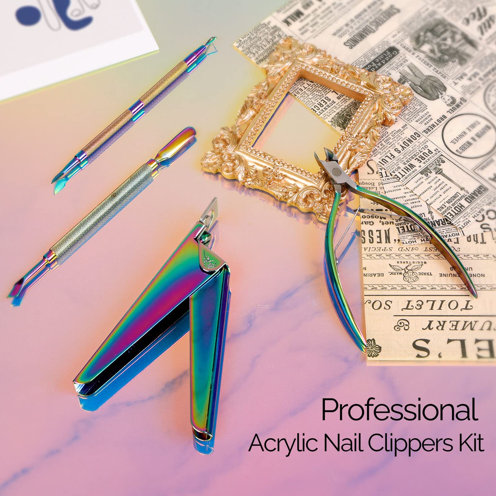 Acrylic Nail Clippers 4 in 1 Kit-Rainbow