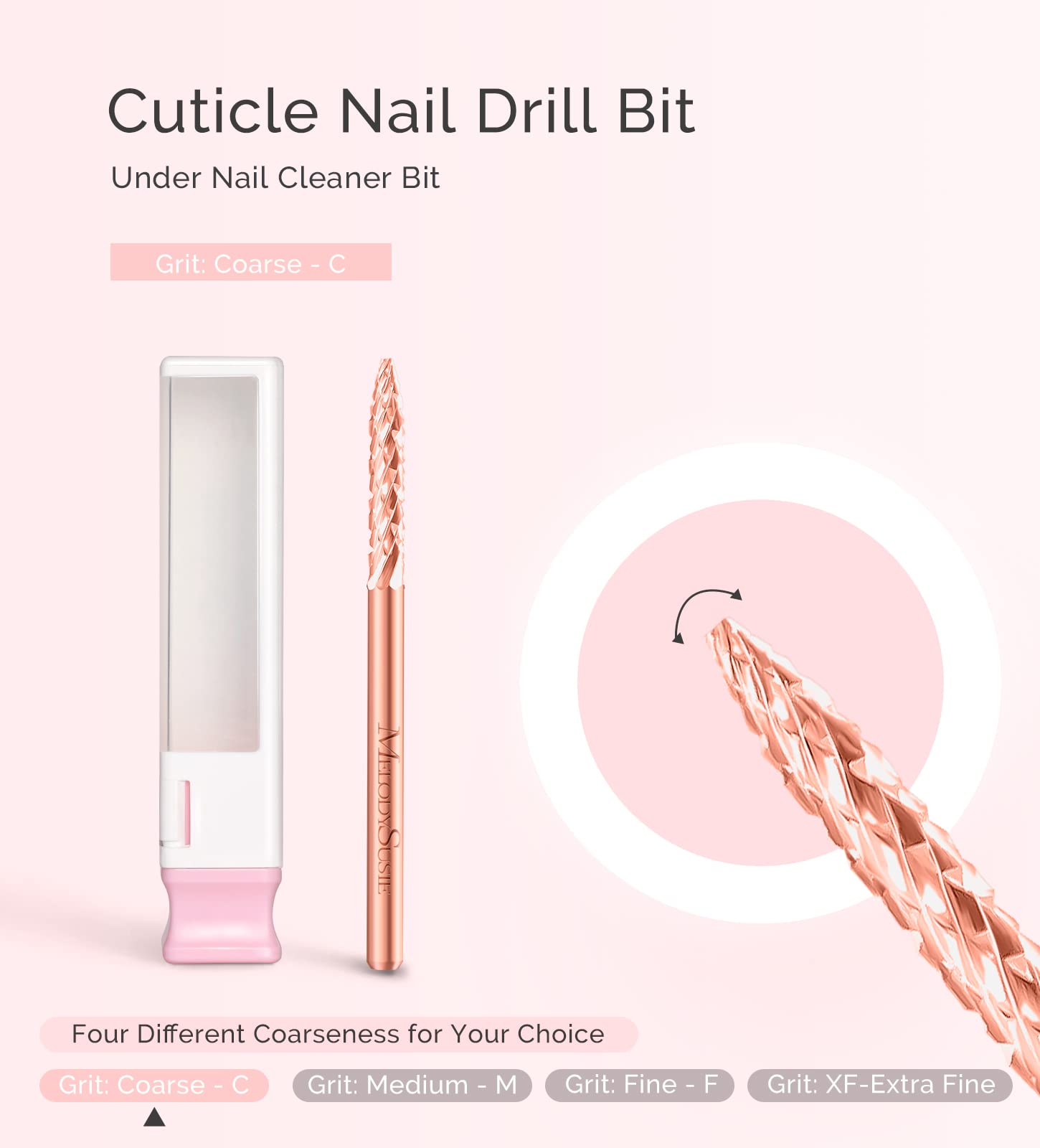 Tungsten Carbide Safety Under Nail Cleaner Nail Drill Bit Rose Gold