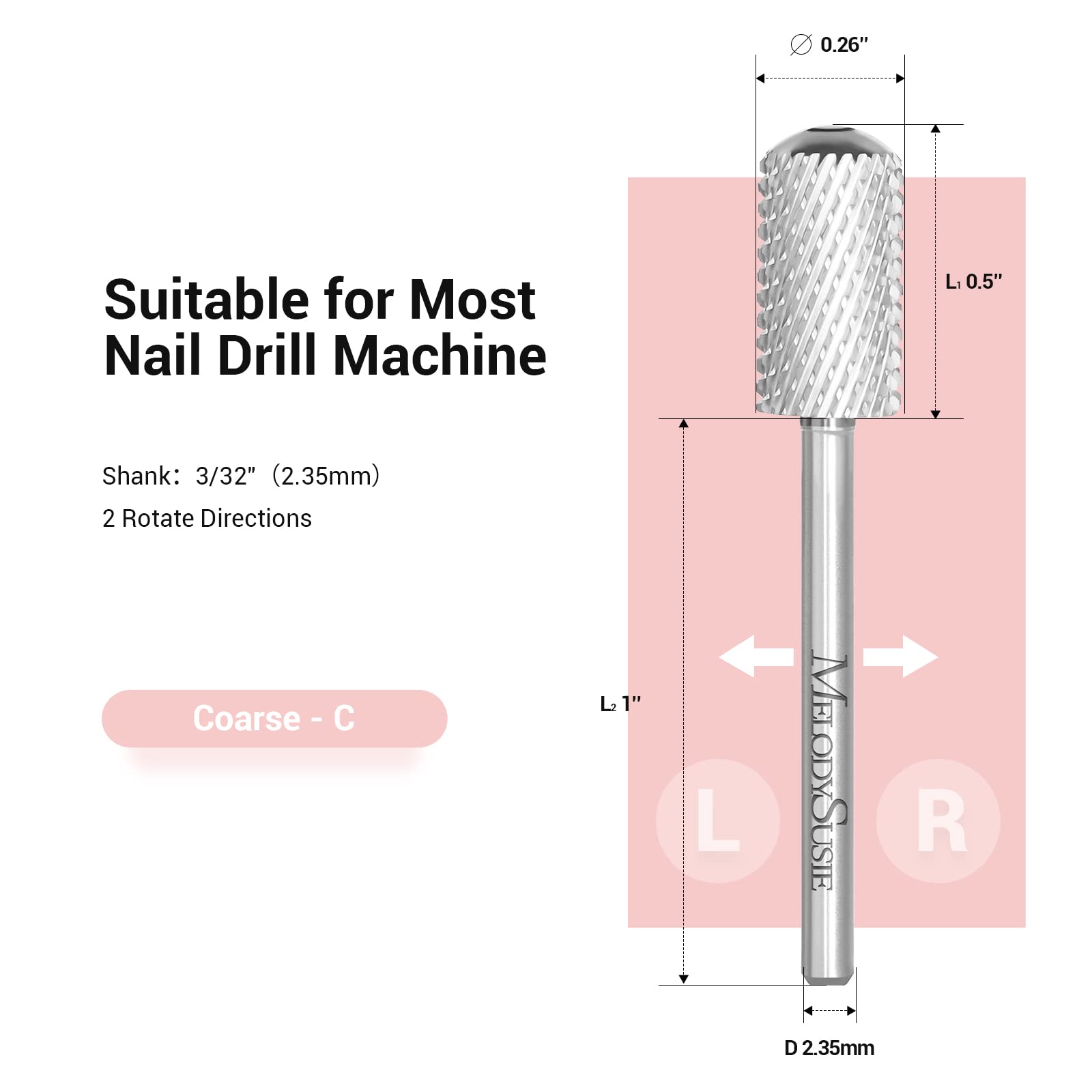 Round Top Large Barrel Carbide Nail Drill Bits-Coarse C (1 pc)