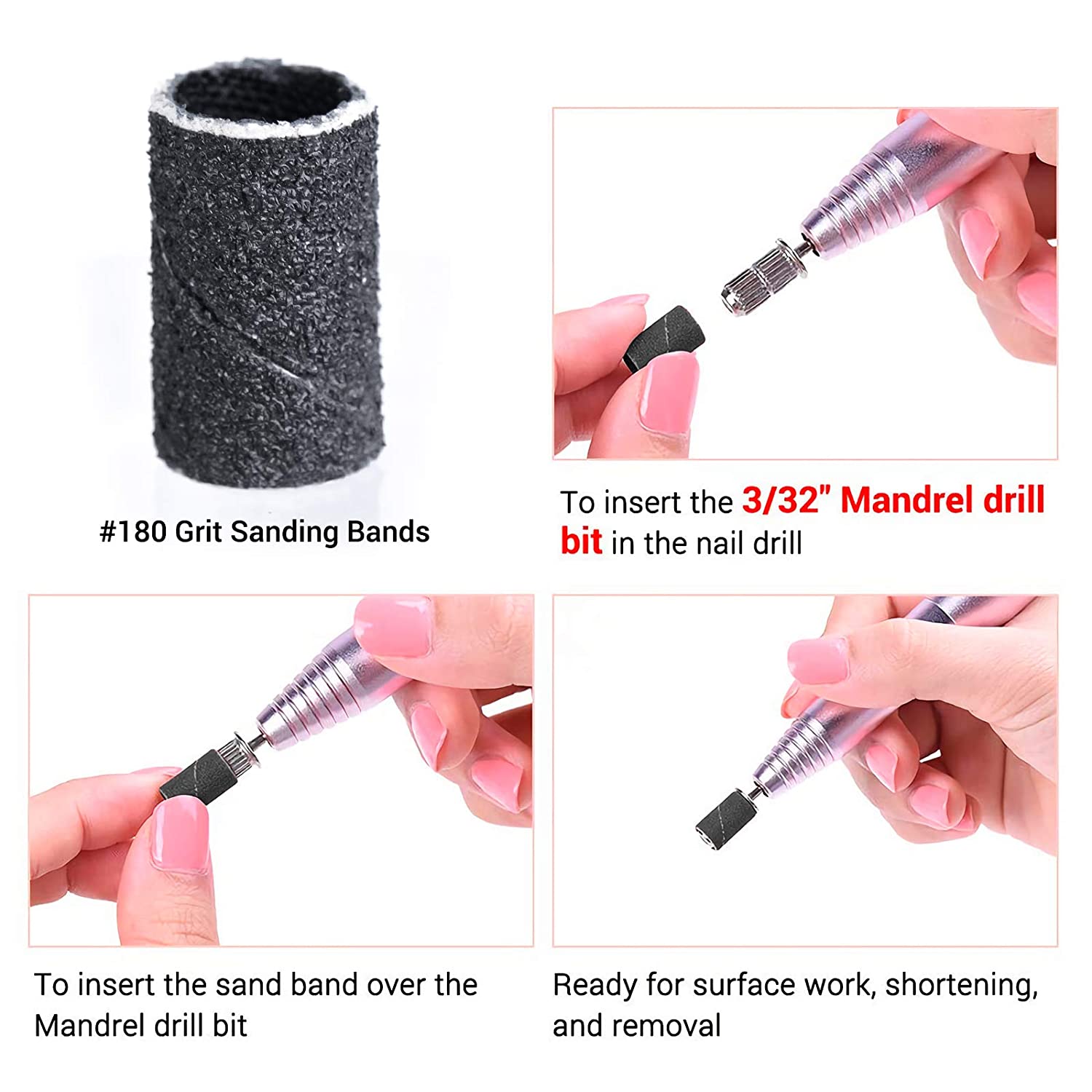 AORAEM Nail Sanding Bands Portable Nail Drill Bits Set 100PCS Professional Sanding  Bands for Nail Drill Diameter 2.35mm Mandrel Bit for Nails Gel Manicures  and Pedicure (Brown)