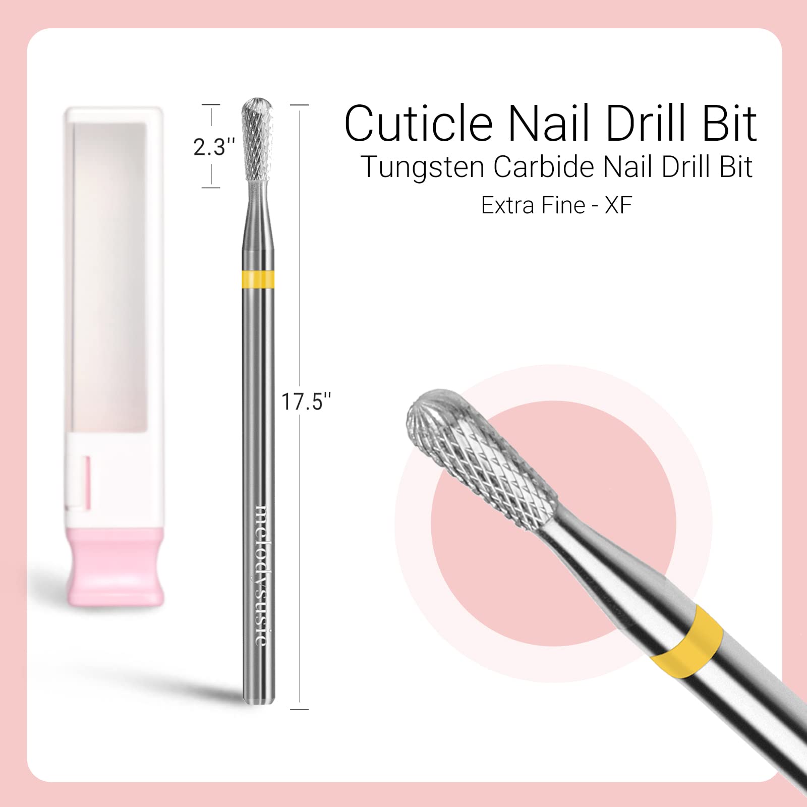 Tungsten Carbide Pear Shape Cuticle Cleaner Nail Drill Bit-Extra Fine(1pc)