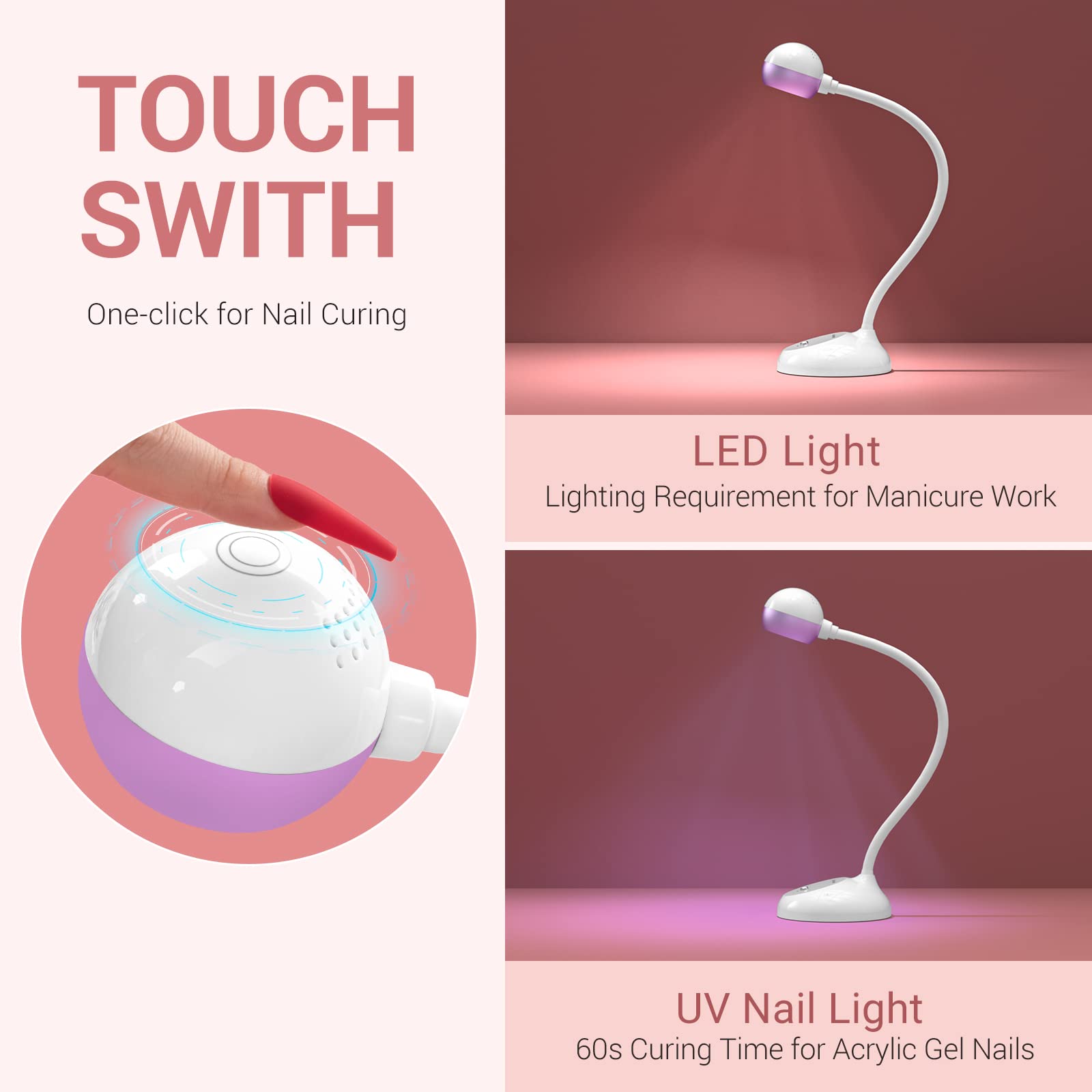 Professional LED Table Lamp for Manicure / Nail Art (White)